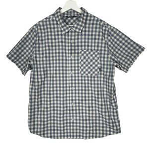 Outdoor Research Shirt Mens XL Blue Check Camp Trail Hike Button‎ Up Seapine